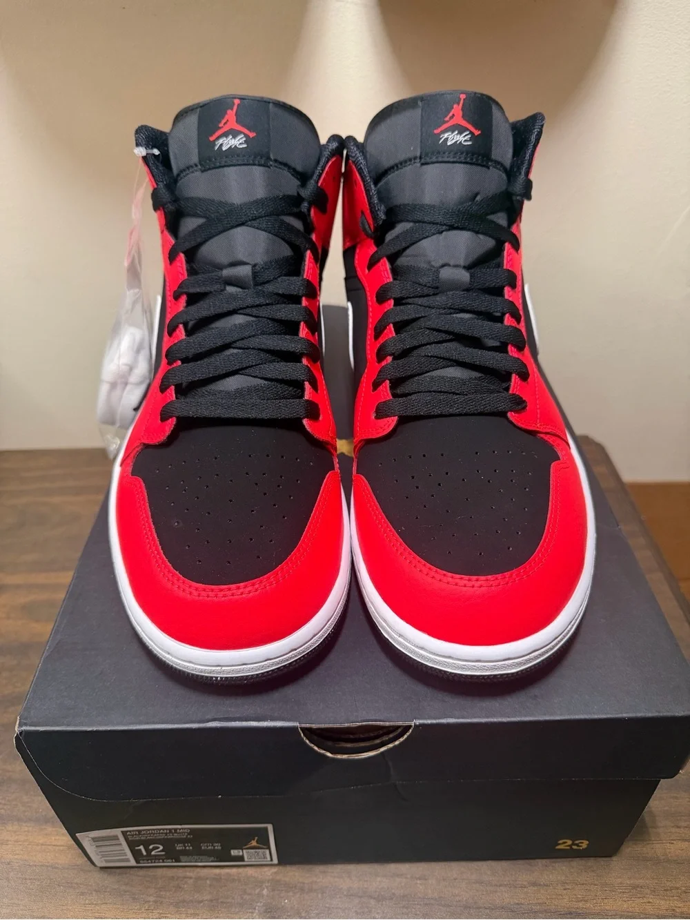 Jordan High-Top Sneakers in Red/Black/White